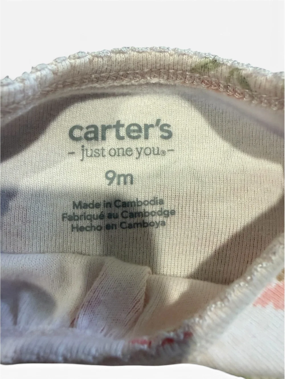 Carter's Baby Clothing Set 9M - 3 Short Sleeve Bodysuits and Floral Pants